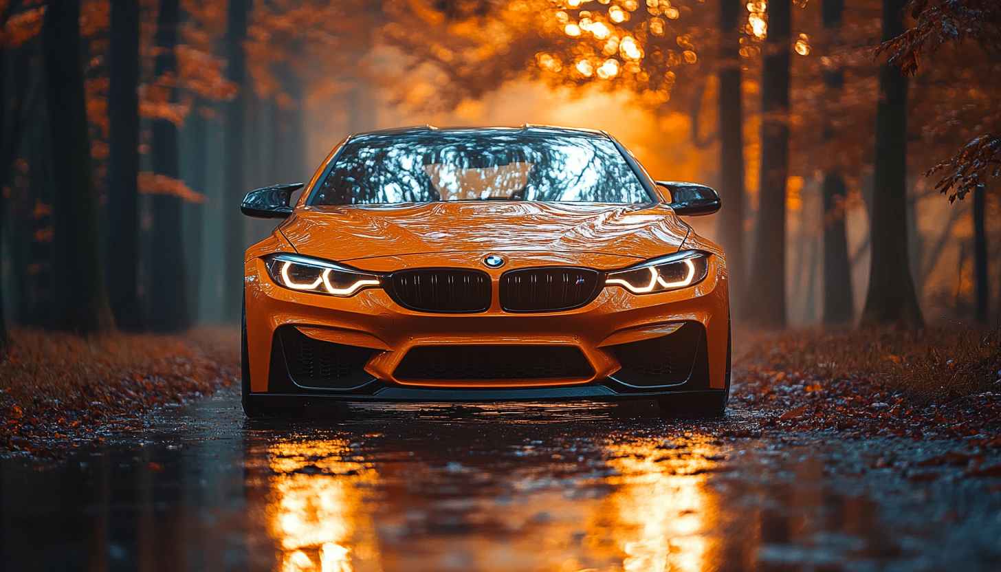 Orange BMW Car Wallpaper, Automotive Wallpaper, Autumn Theme Wallpaper