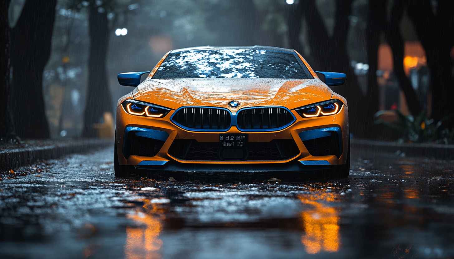 BMW Car Wallpaper: Orange and Blue M Series Automotive