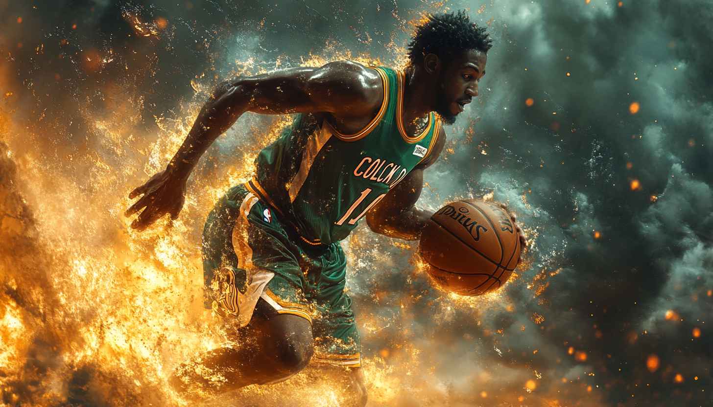 Basketball Wallpaper: Fiery Athlete in Action HD for Sports Fans