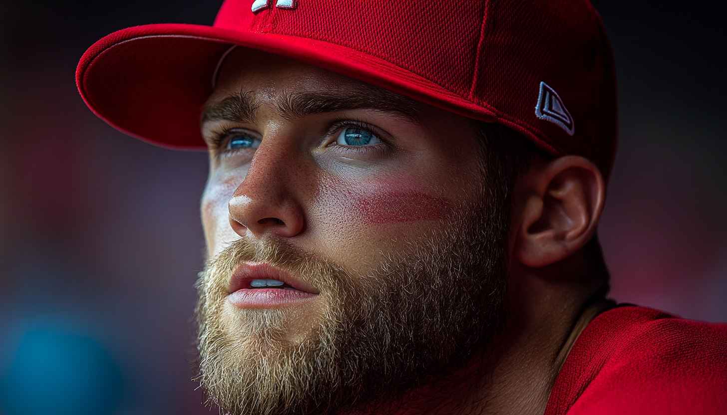 Baseball Player Wallpaper: Intense Portrait of Athlete in Red Cap