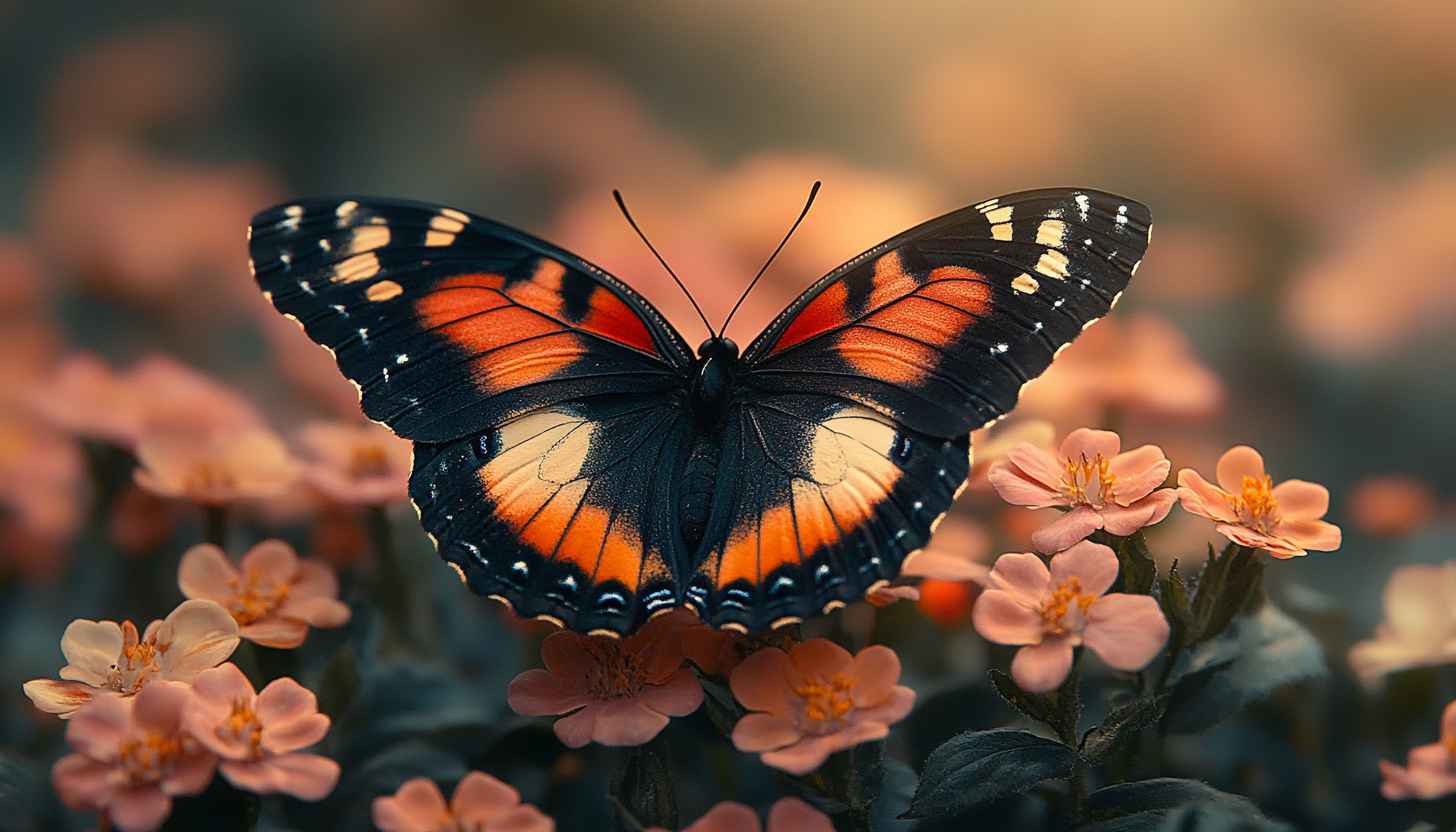 Butterfly Wallpaper: Black, Orange, Floral, Nature, 4K HD