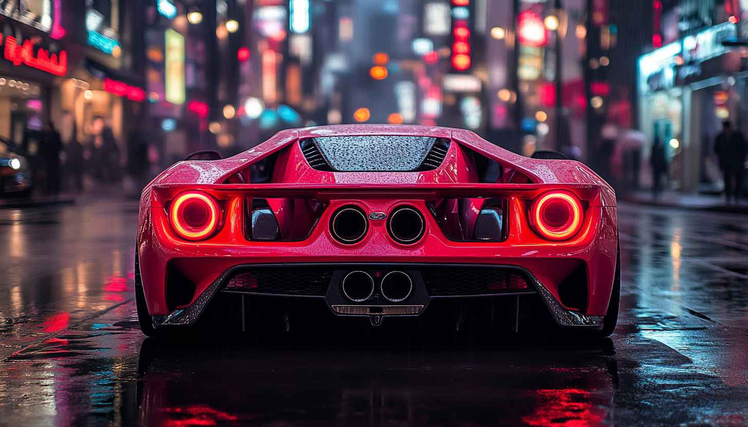 Red Sports Car Wallpaper, Cityscape Background, Vehicle Wallpaper, Automotive