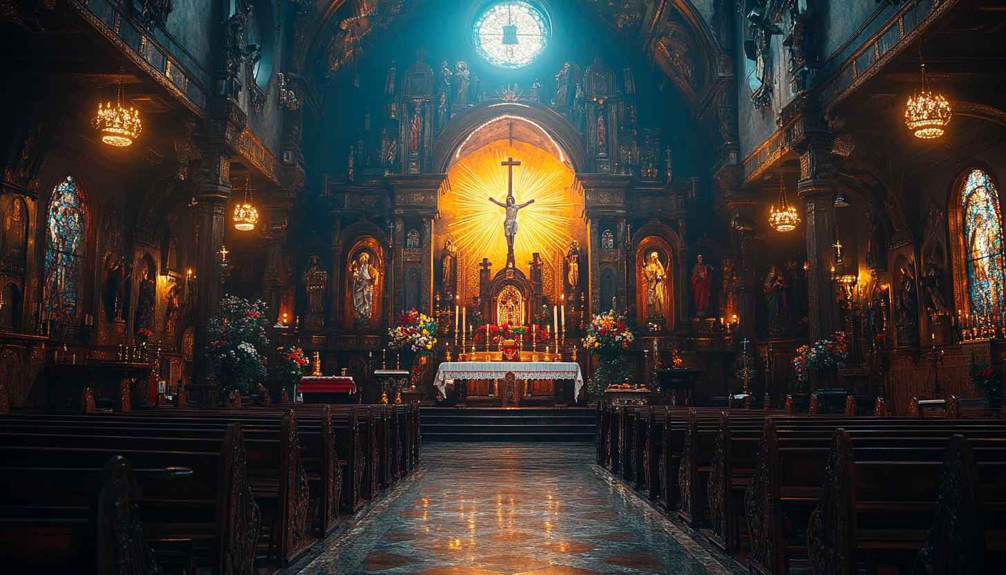 Majestic Church Interior Wallpaper, Religious Art 4K, HD Backgrounds