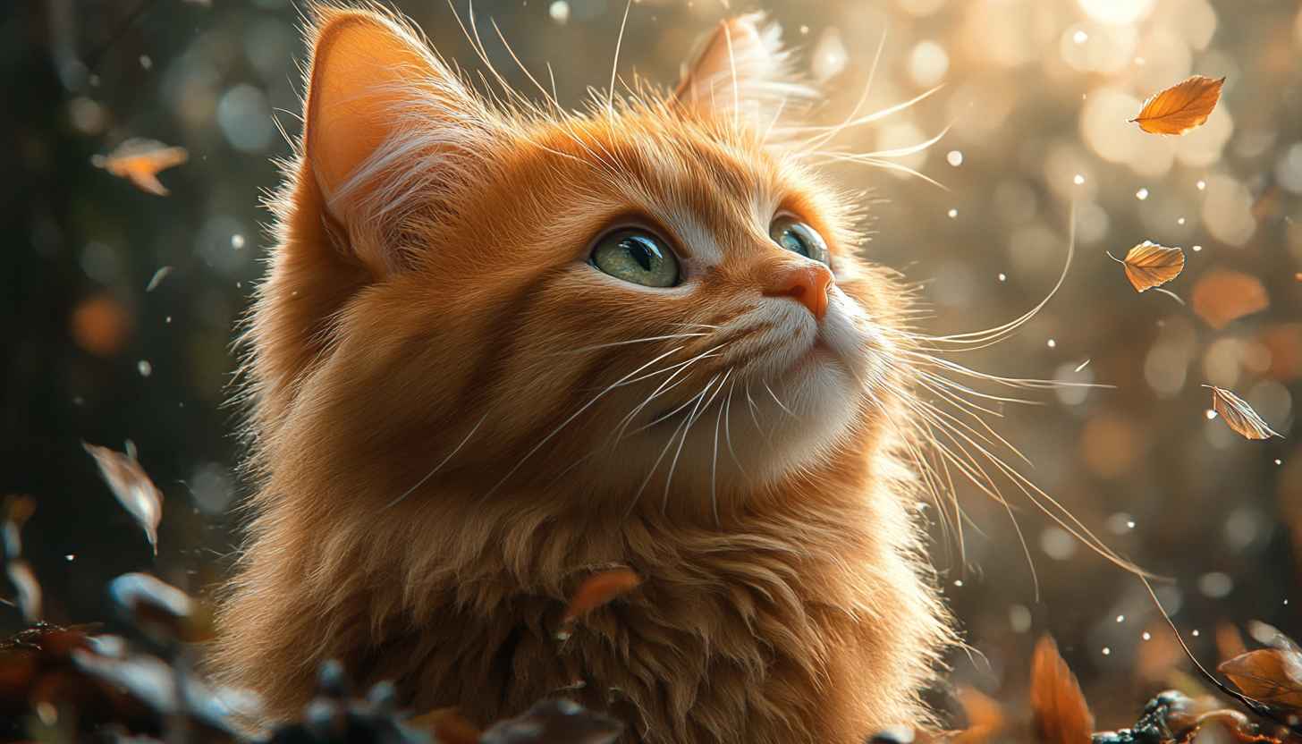 Orange Cat Wallpaper, Pet Animal, Feline, Autumn, Cute 4K