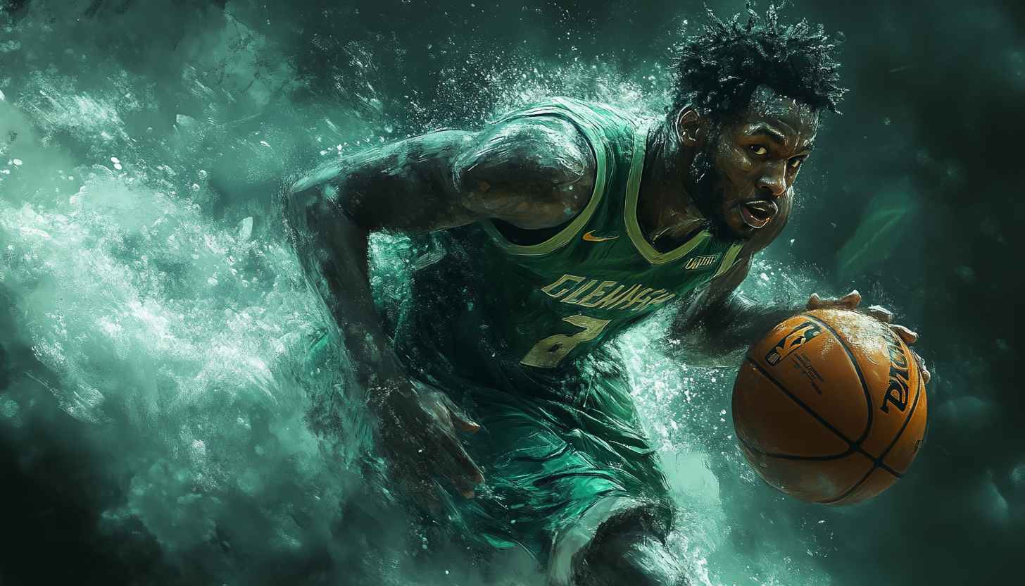 Boston Celtics Basketball Player Wallpaper, NBA Sports Art