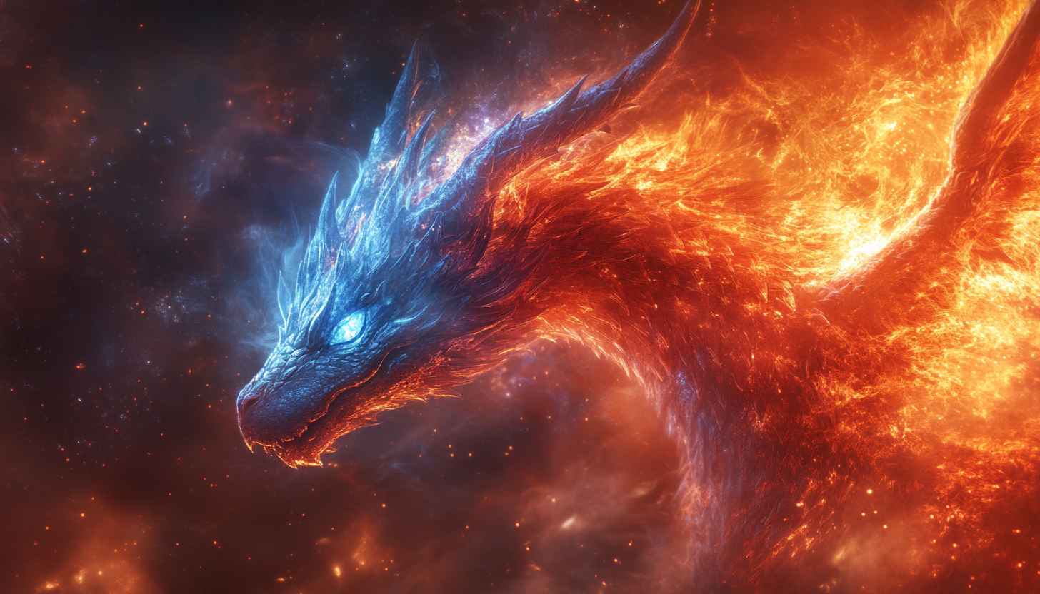 Fiery Dragon Wallpaper 4K, Fantasy Dragon Art Backgrounds