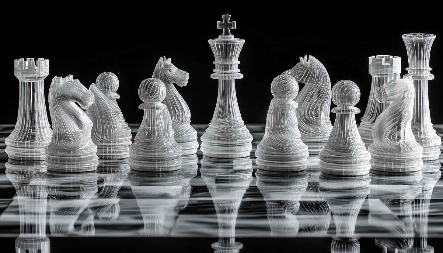 Crystal Chess Pieces Wallpaper | Luxury Game 4K Backgrounds