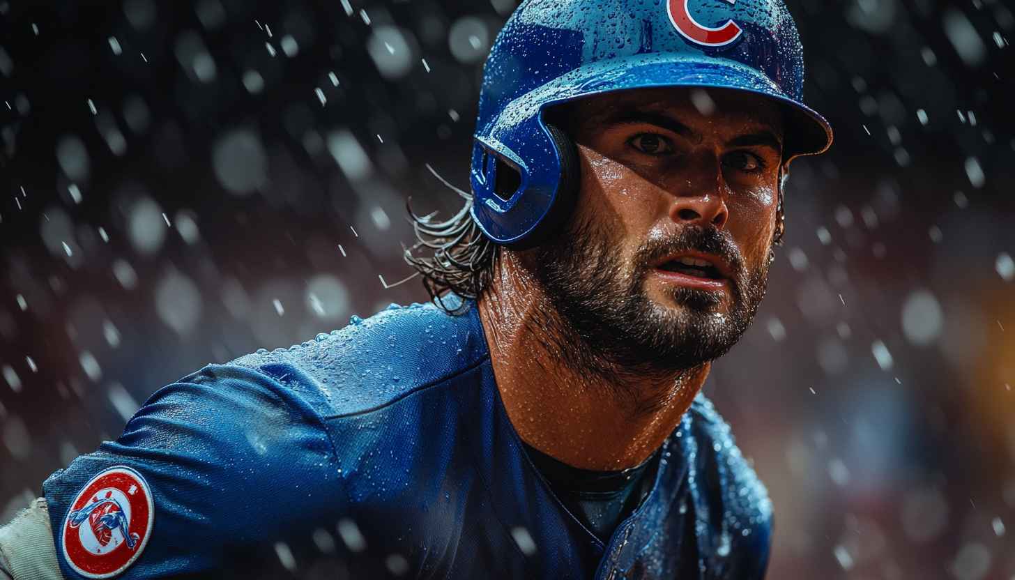 Chicago Cubs Baseball Player in Rain Wallpaper, Sports Theme, HD