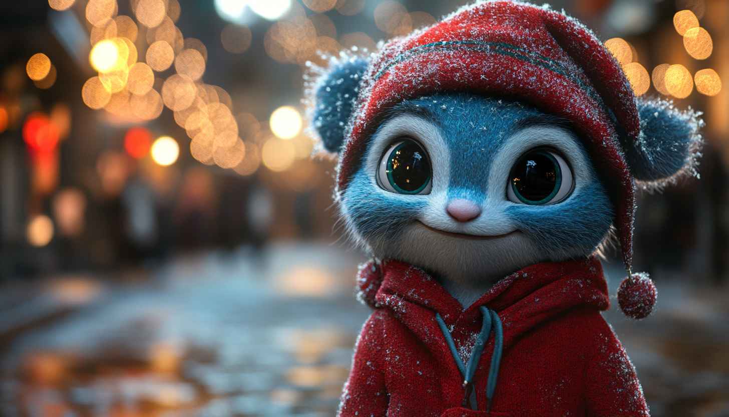 Cute Christmas Animal Wallpaper, Festive, Winter Holiday Background