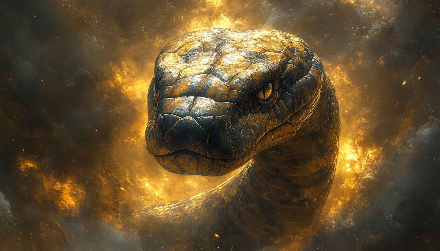 Golden Snake Wallpaper, Reptile Background, Animal Art, 4K Wallpaper