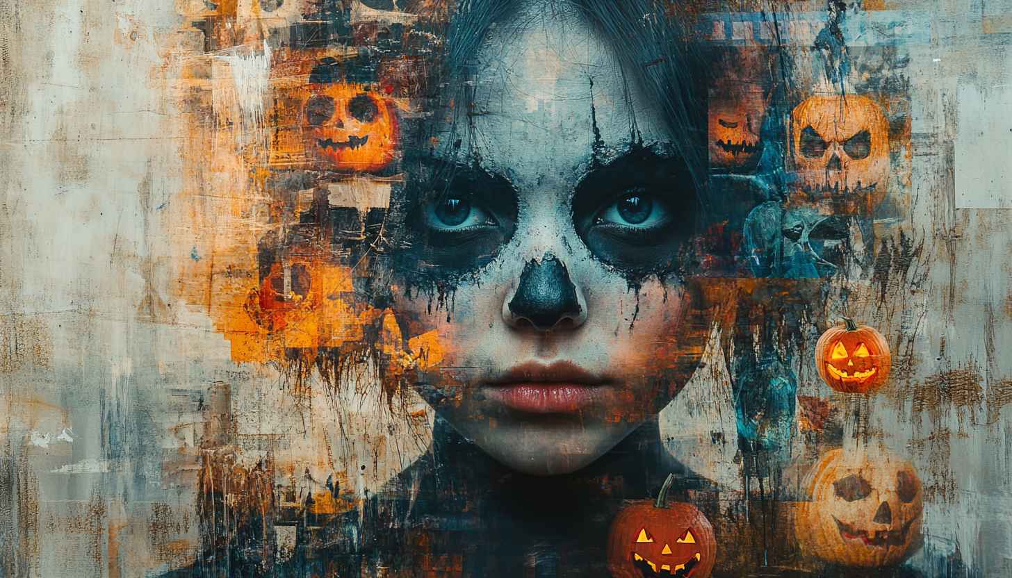 Spooky Halloween Girl Pumpkin Wallpaper Art, Horror Theme
