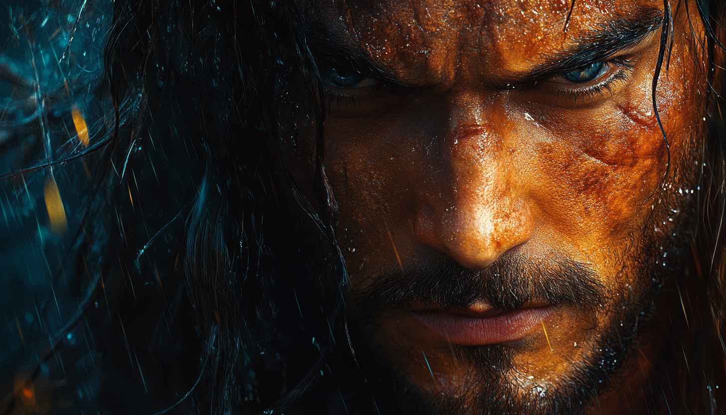 Warrior Wallpaper: Intense Portrait, Rugged, Male, 4K, Desktop Background