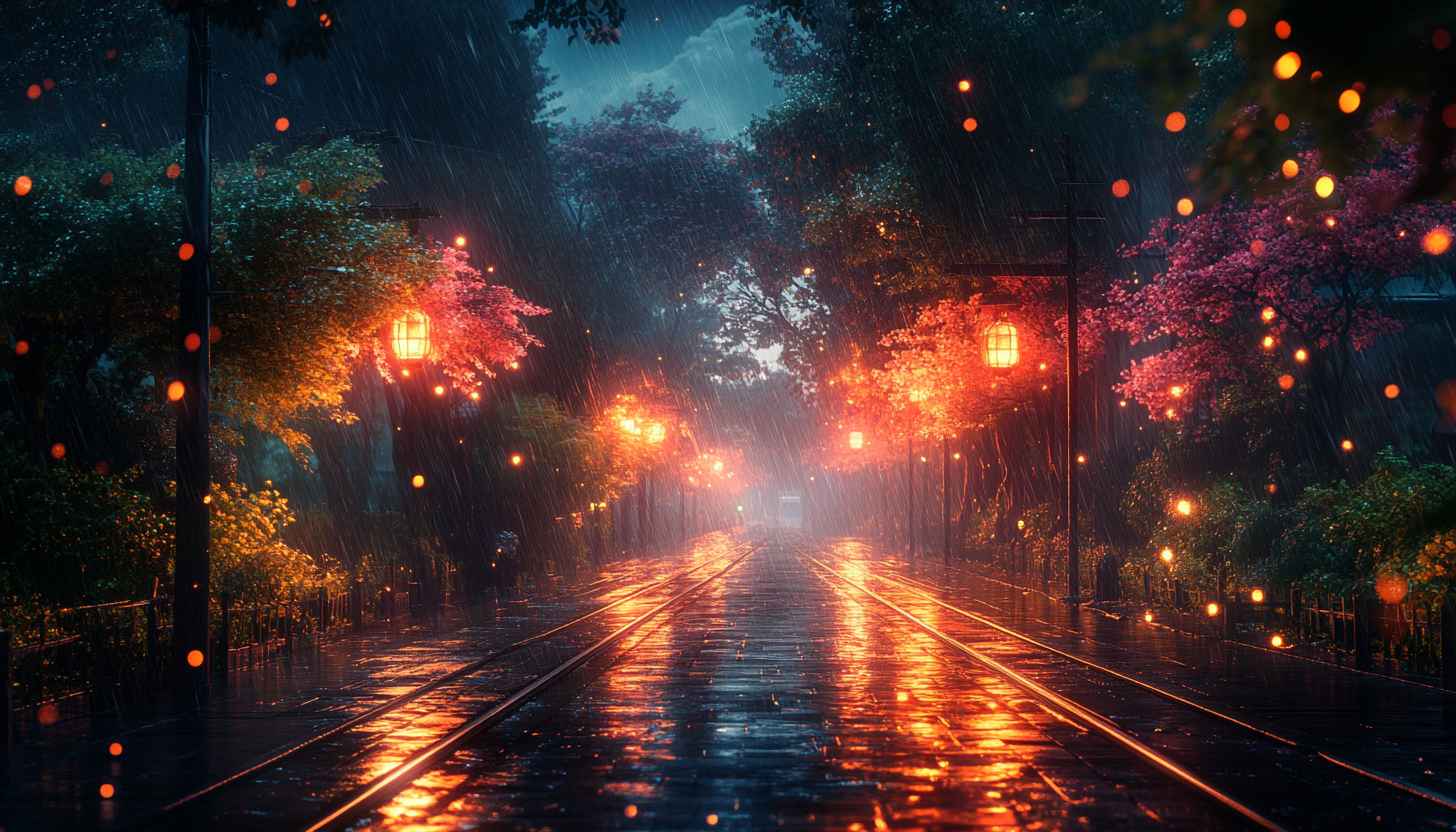 Rainy Night Cityscape Wallpaper, Street Lights Reflection Wallpaper