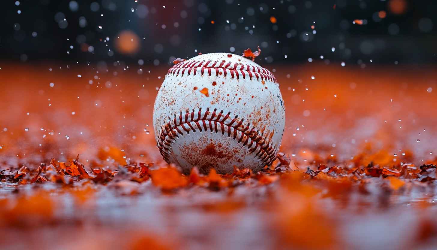 Baseball Wallpaper: Aesthetic Rain Drops, Sport Theme, 4K Detail