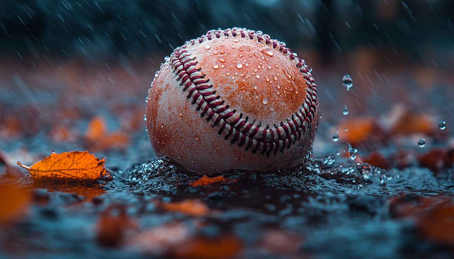 Baseball Wallpaper: Rainy Day Sports, Water Drops, Nature, 4K