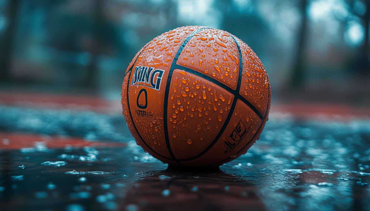 Basketball Wallpaper: Wet Ball, Sports Theme, 4K Wallpaper