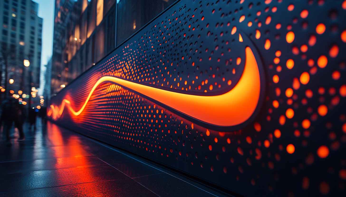 Nike Logo Wallpaper, Futuristic Glowing Sign, Urban Neon Art
