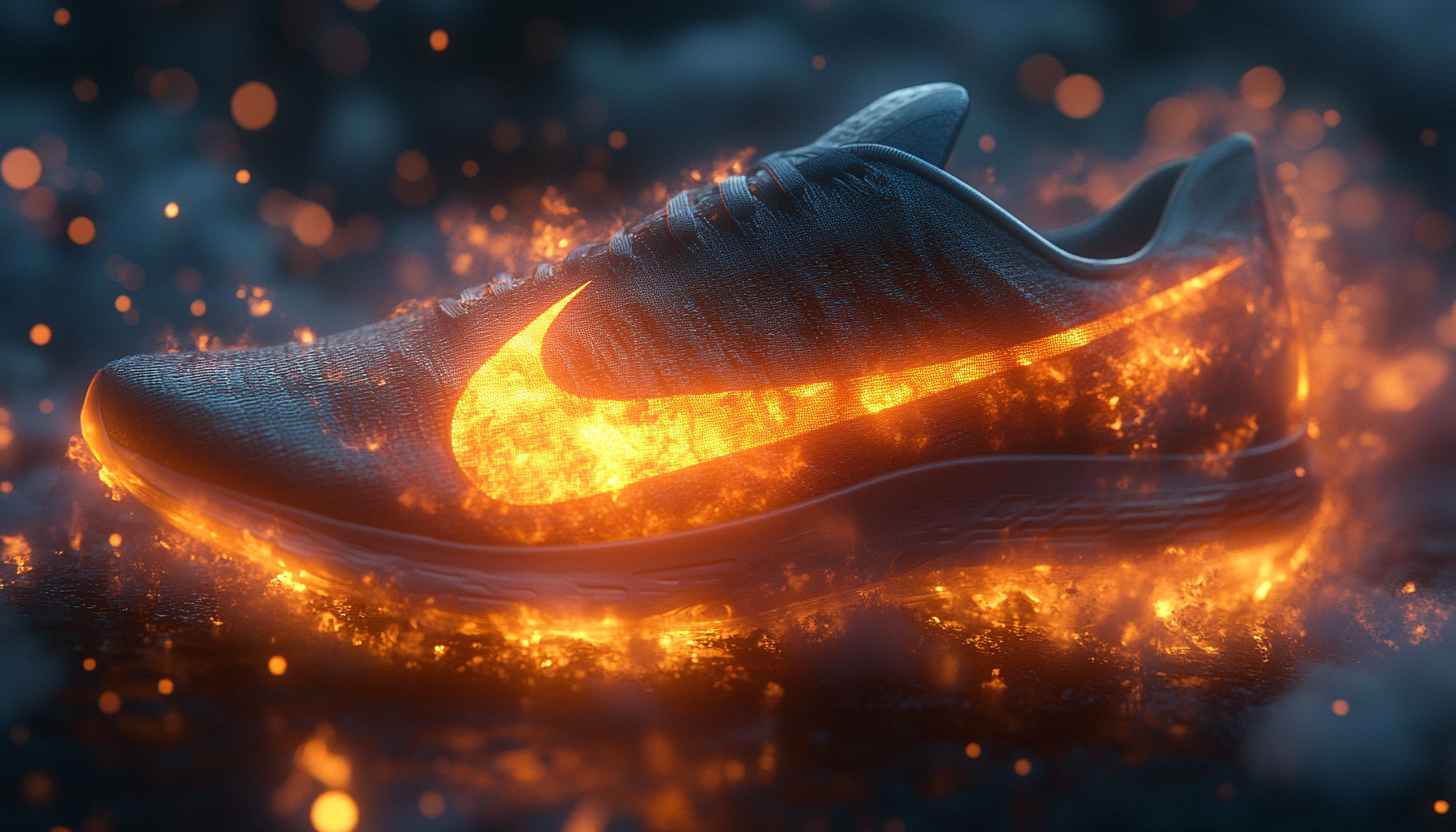 Nike Shoe Wallpaper: Burning Style, Sports Footwear, Dark Background