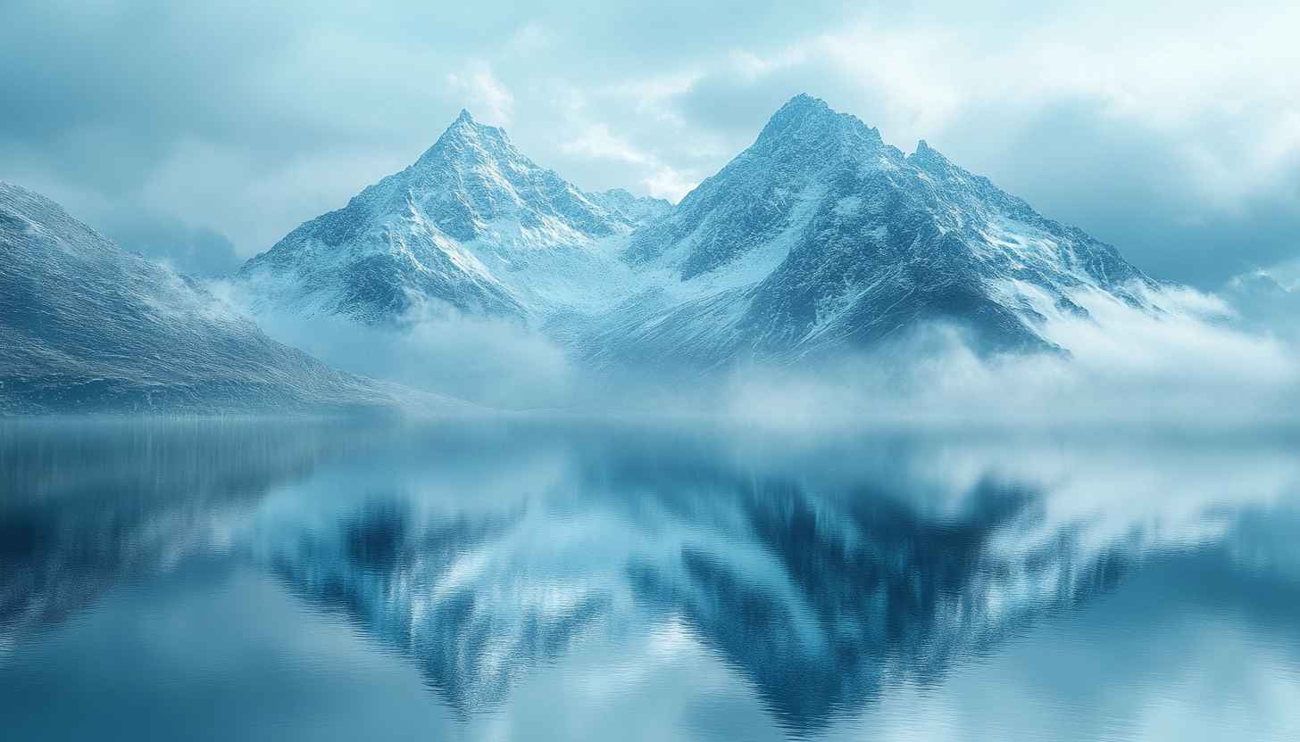 Snow Mountain Lake Wallpaper, Winter Landscape HD Desktop Background