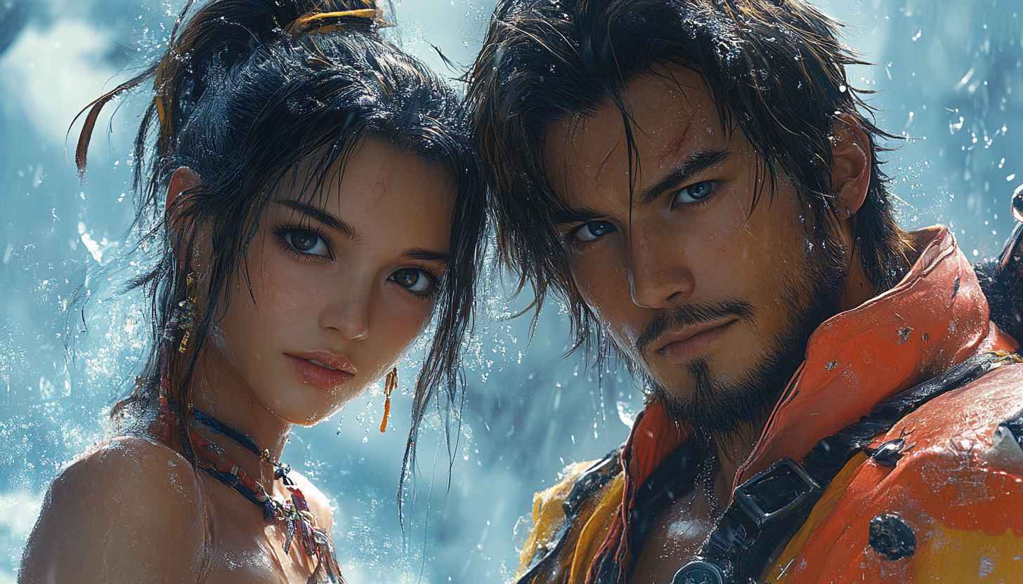 Final Fantasy Wallpaper: Anime Style Couple, Artistic Portrait