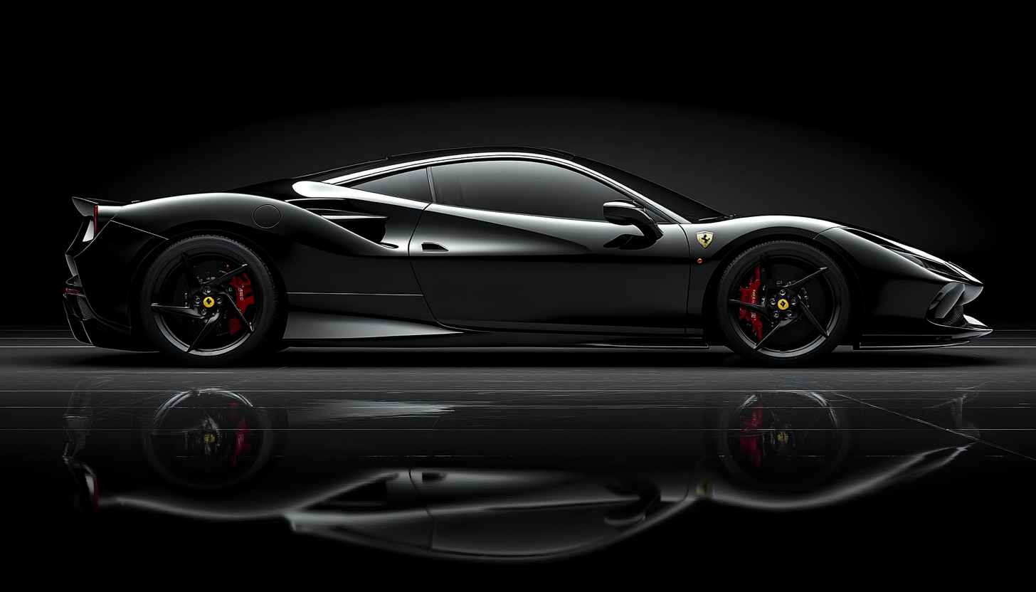Sleek Black Ferrari Car Wallpaper for Desktop & Mobile