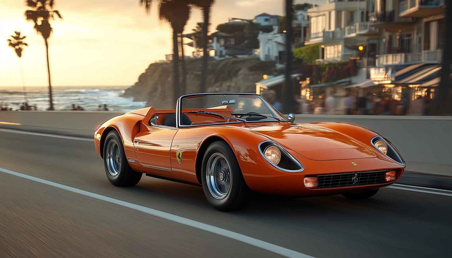 Ferrari Wallpaper: Orange Classic Car, Luxury Vehicle, Automotive Background