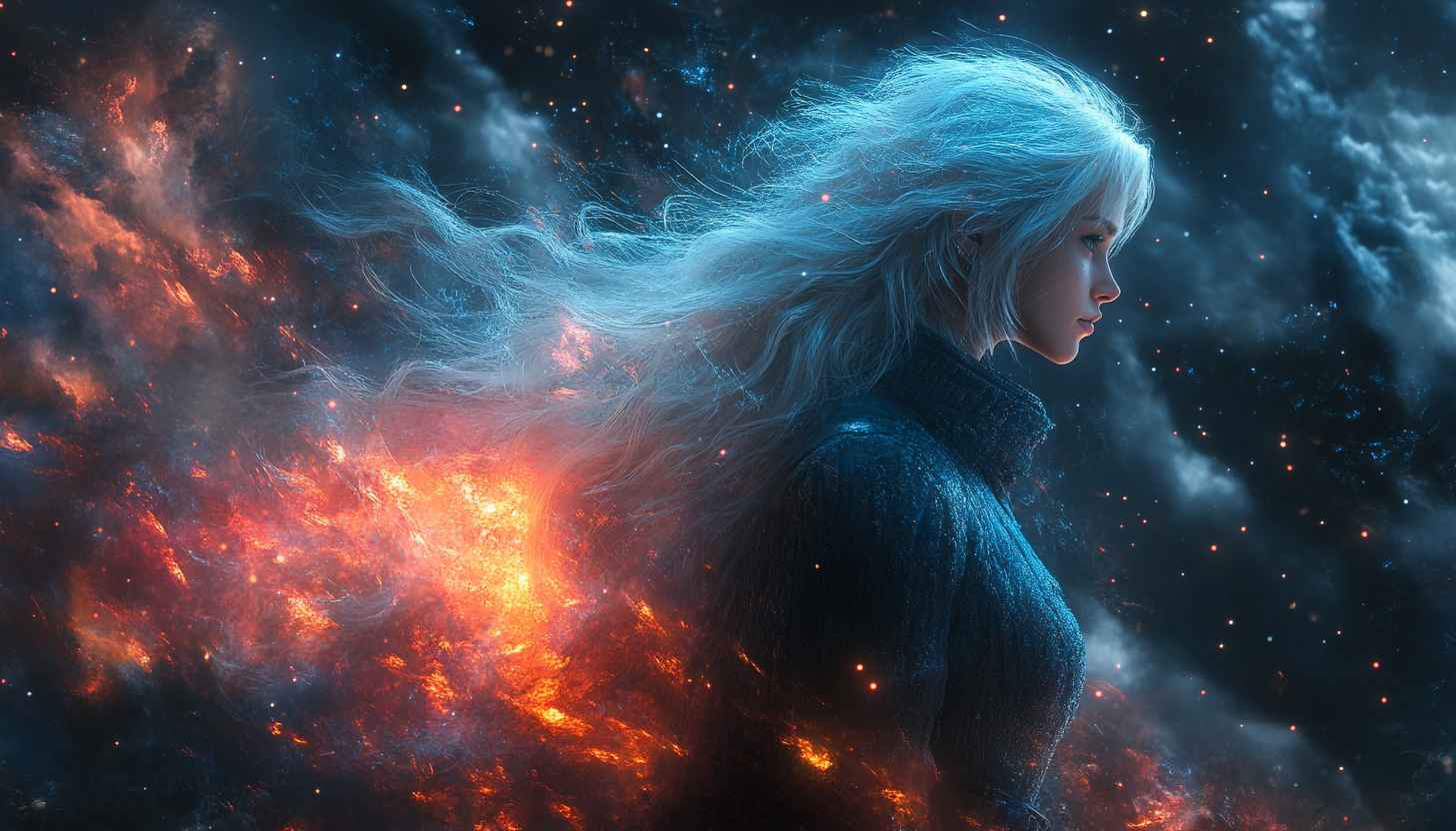 Anime Girl Wallpaper, Fantasy Woman Art, Galaxy Fire Background