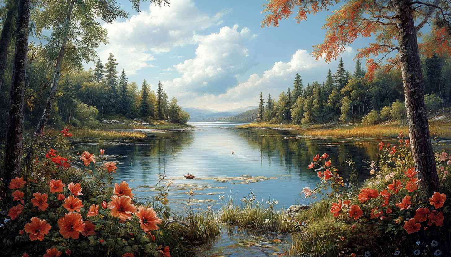 Scenic Lake Wallpaper: Nature Landscape for Desktop, Mobile, Laptop