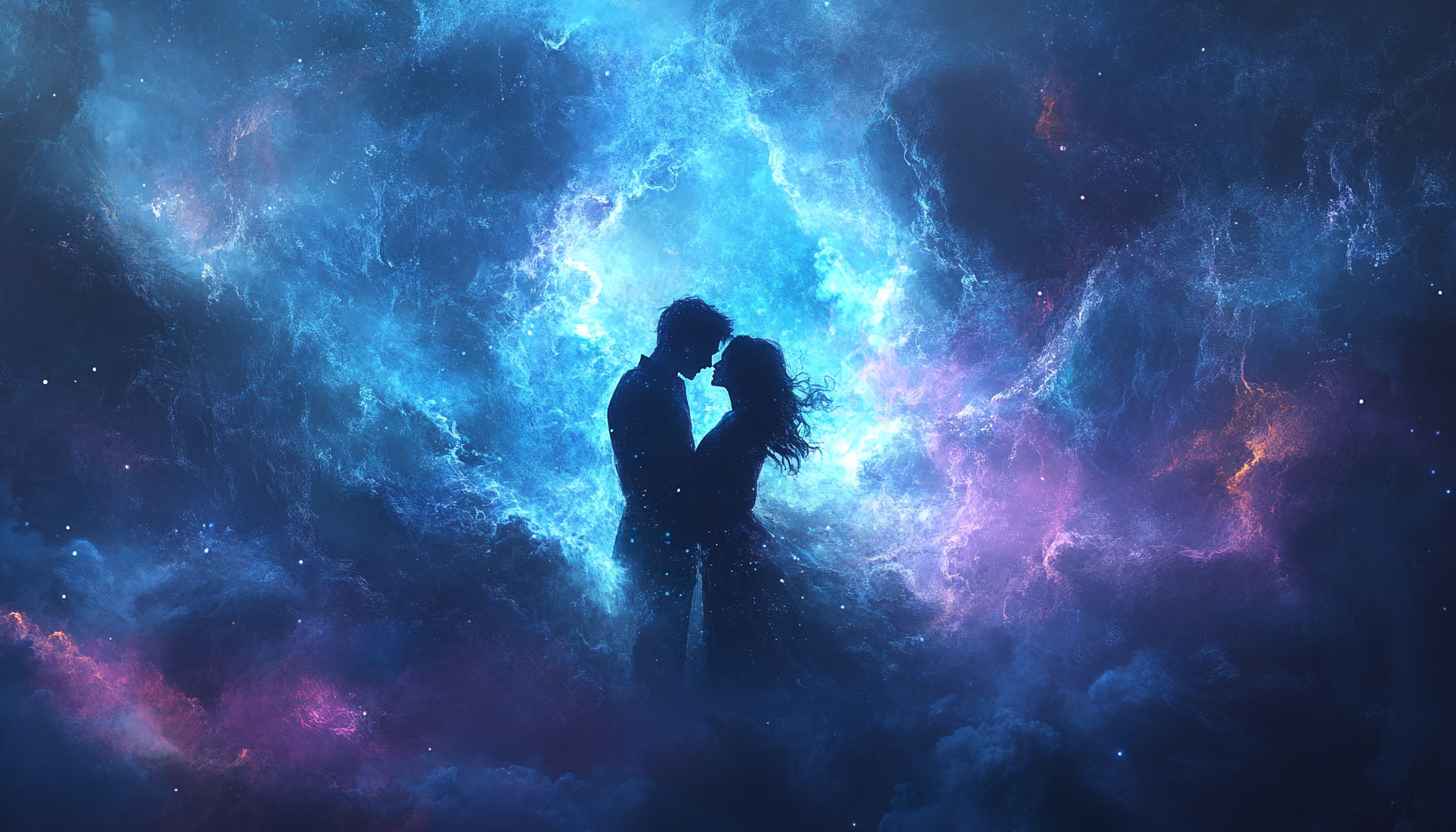 Romantic Couple Nebula Wallpaper, Galaxy Love Background, 4k Scenery