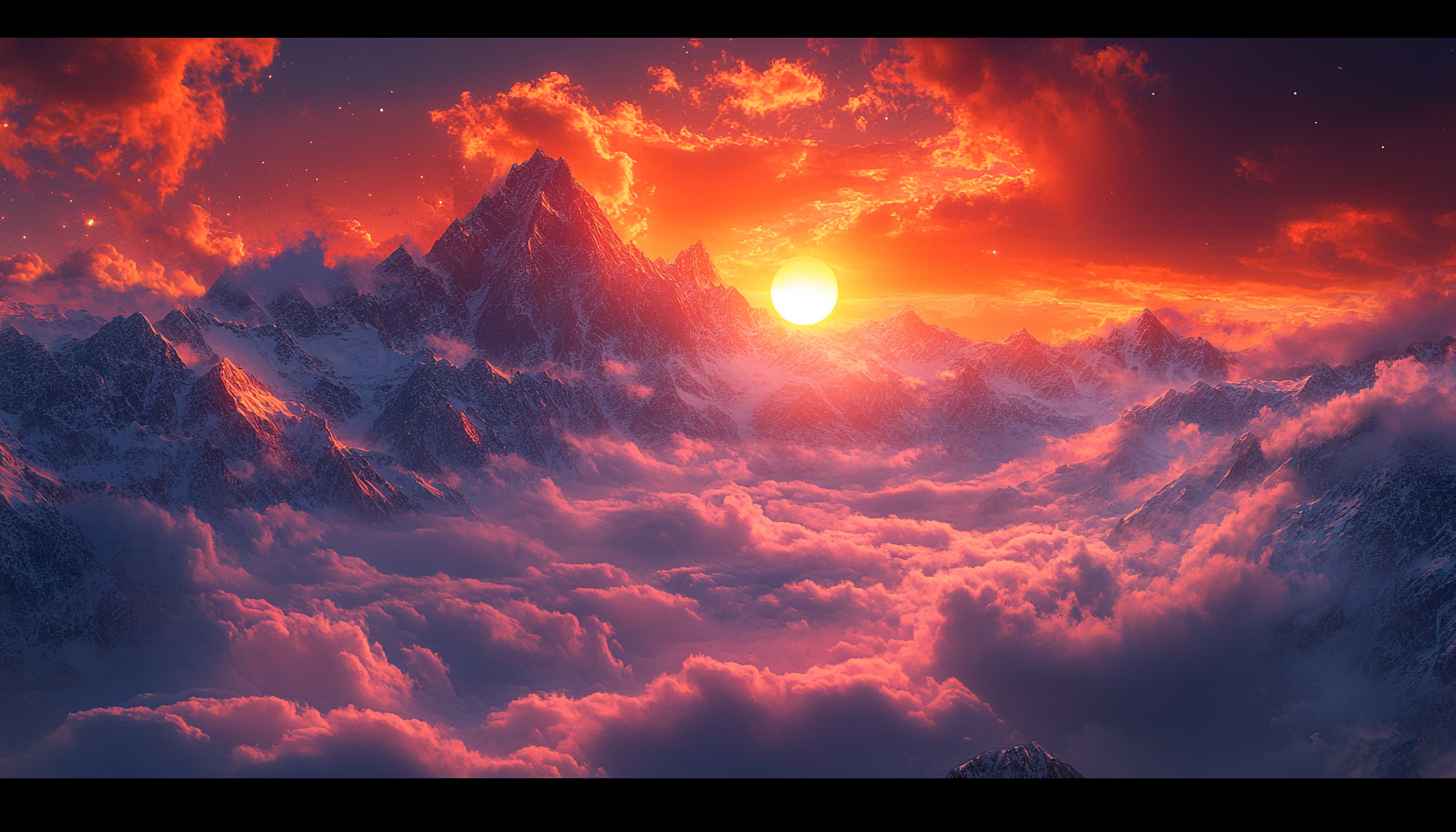 Epic Sunset Mountain Range Cloudscape Landscape Wallpaper 4k