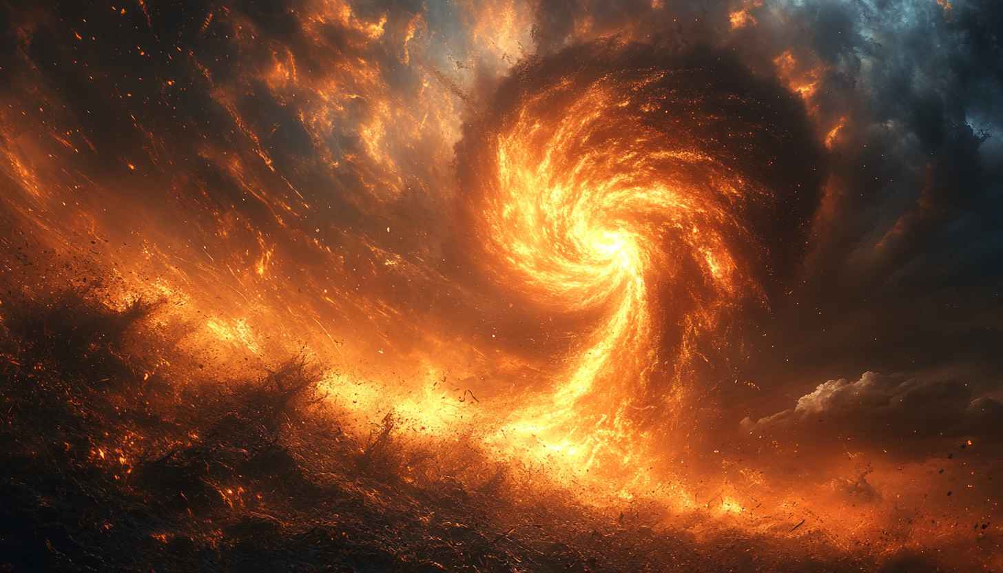Fiery Vortex Wallpaper, Abstract Art, 4K Desktop Background