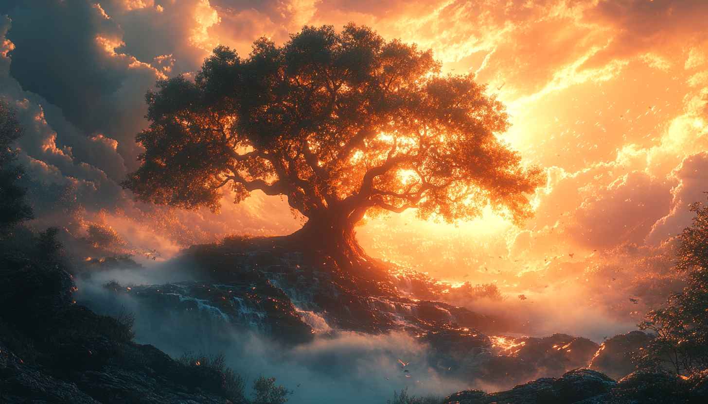 Tree of Life Wallpaper, Scenic Sky, Nature Background, 4K