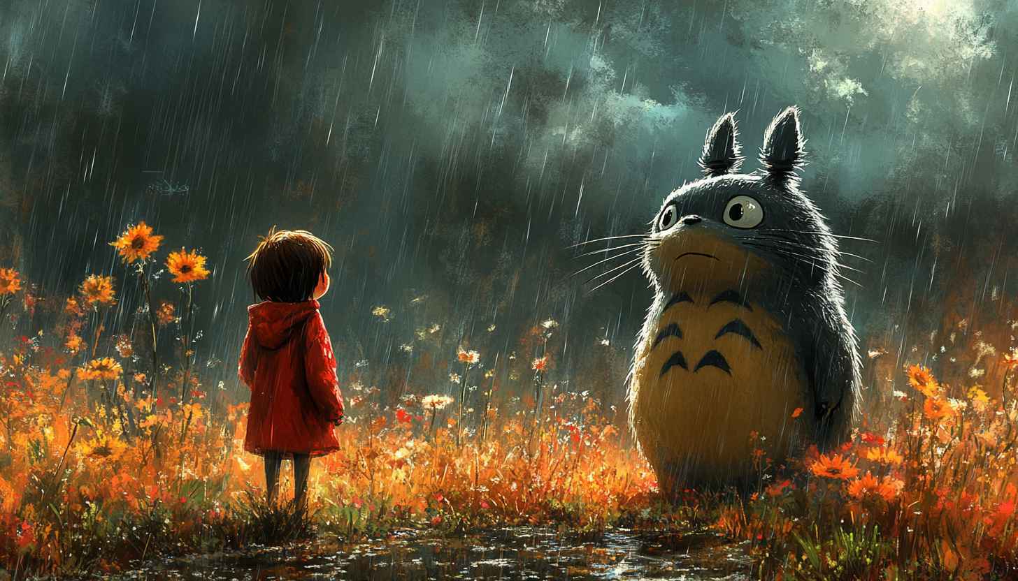 Totoro Anime Wallpaper, Miyazaki Art Background, 4K Fantasy Scenery