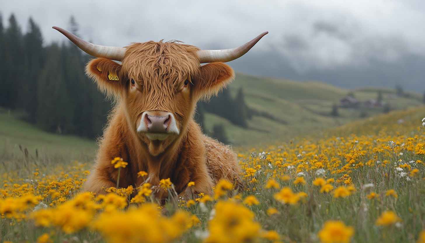 Highland Cow Wallpaper: Cute Animal 4K Desktop Background