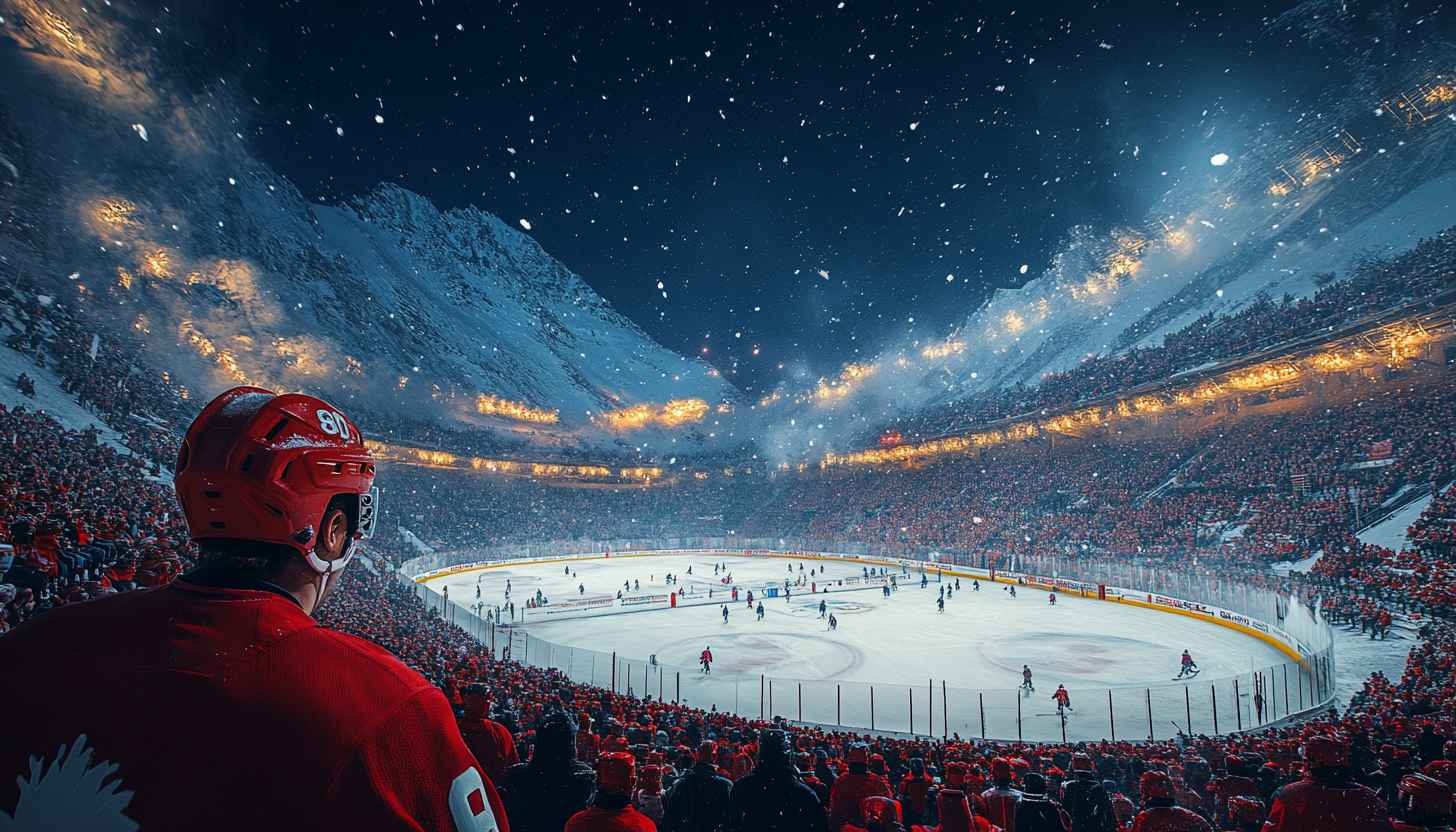 Hockey Game Wallpaper: Stadium, Snow, Crowd, Winter Sport, 4K