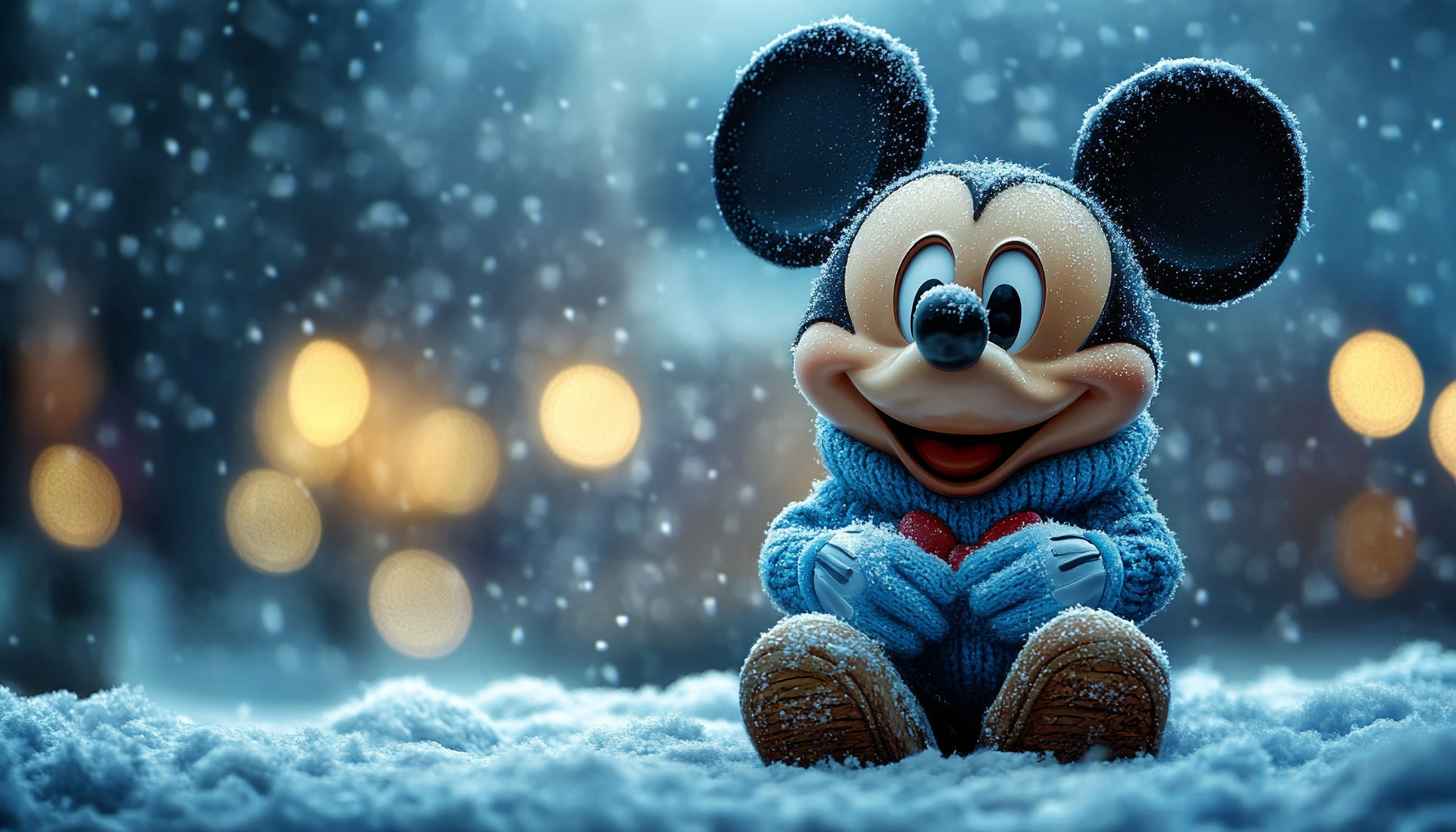 Winter Mickey Mouse Wallpaper, Holiday Season, Christmas Character, Festive
