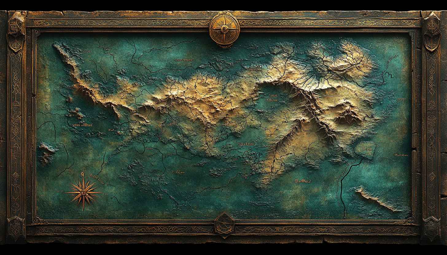 Antique Map Wallpaper, Fantasy World Topography for Desktop Background