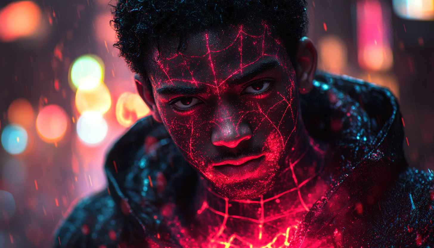 Miles Morales Wallpaper: Spider-Man Universe Glowing Neon HD