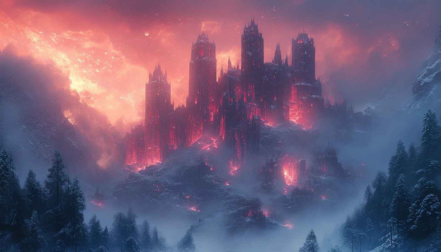 Fantasy Castle Wallpaper, Winter Scenery, Medieval Architecture, 4k Wallpaper