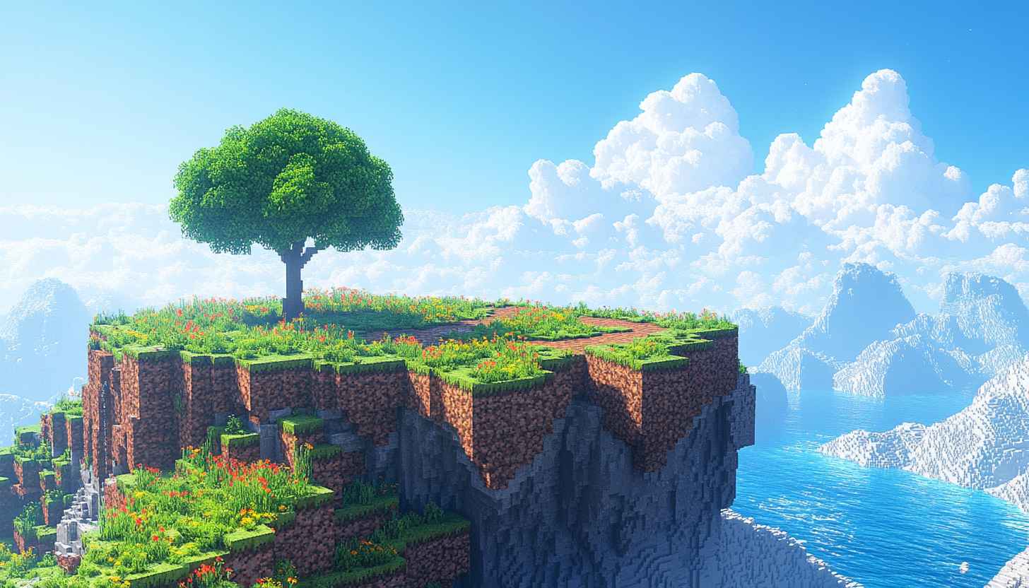 Minecraft Wallpaper: Floating Island, Tree, Nature, 4K HD 