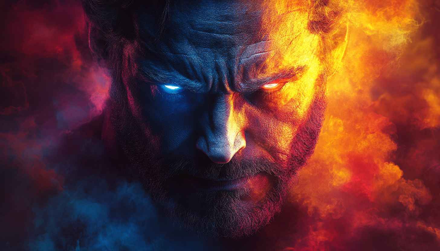 Fire and Ice Man Face HD Wallpaper