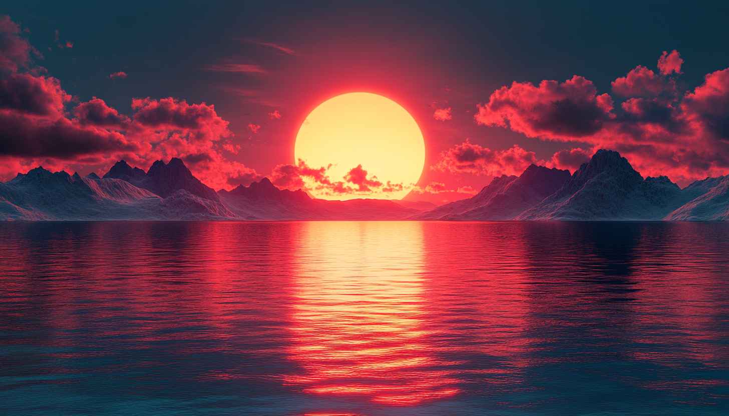 Sunset Seascape Wallpaper: 4k Aesthetic Nature Mountain View