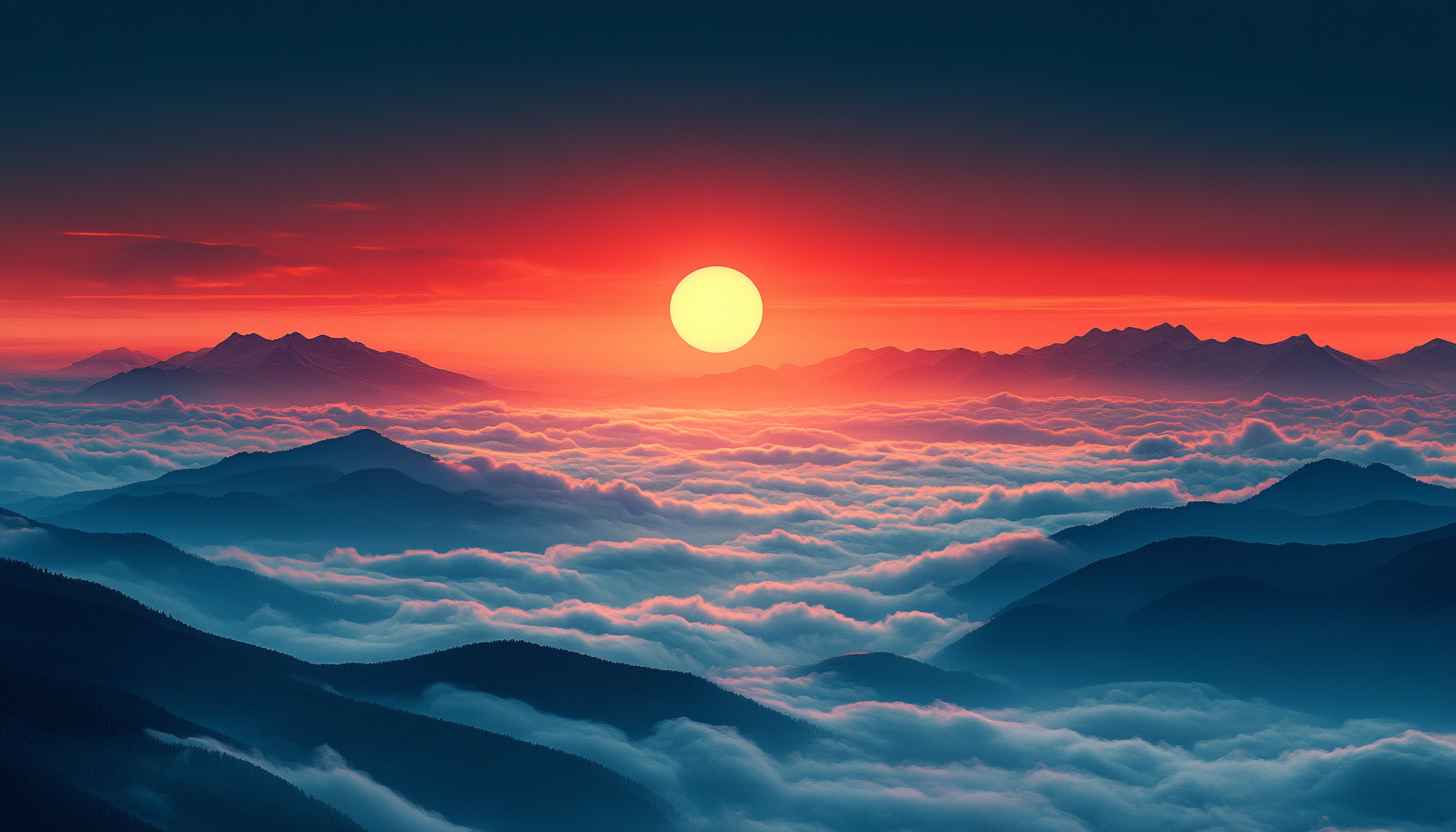 Sunset Mountain Cloudscape Wallpaper, Scenic Desktop Backgrounds, Nature 4K