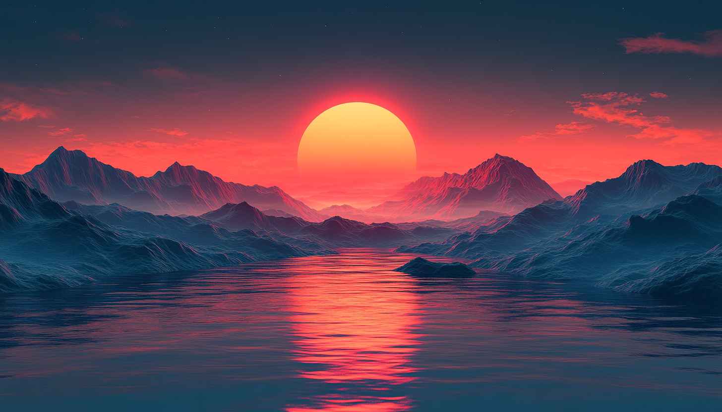 Sunset Mountain Landscape Wallpaper, Sunrise Lake Desktop Background