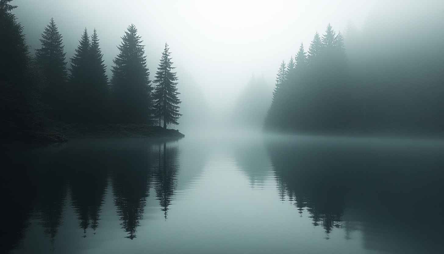 Misty Lake Wallpaper: Scenic Nature Landscape Background for Desktop