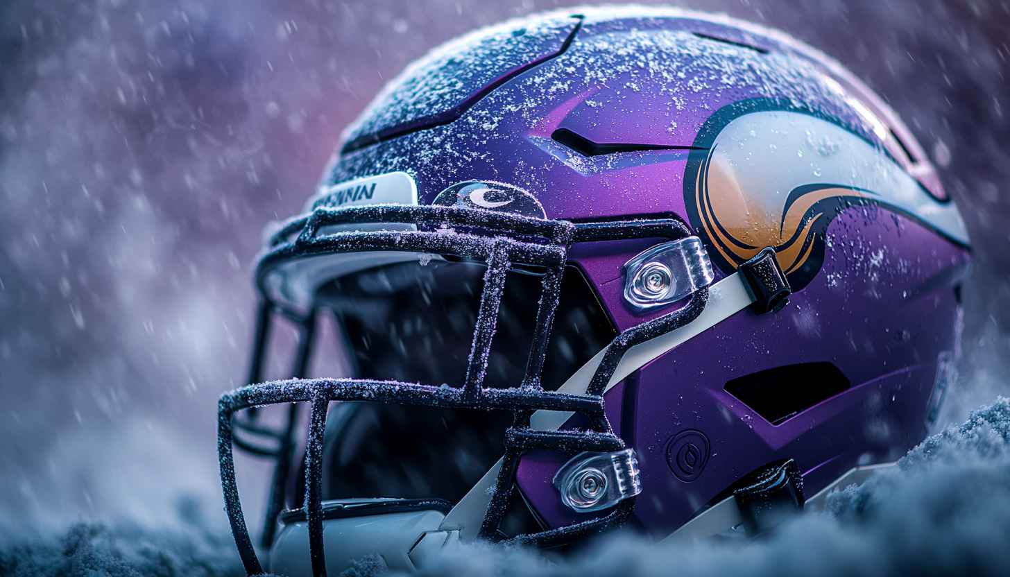 Minnesota Vikings Helmet Wallpaper, NFL Football, Sports Gear, Snowy