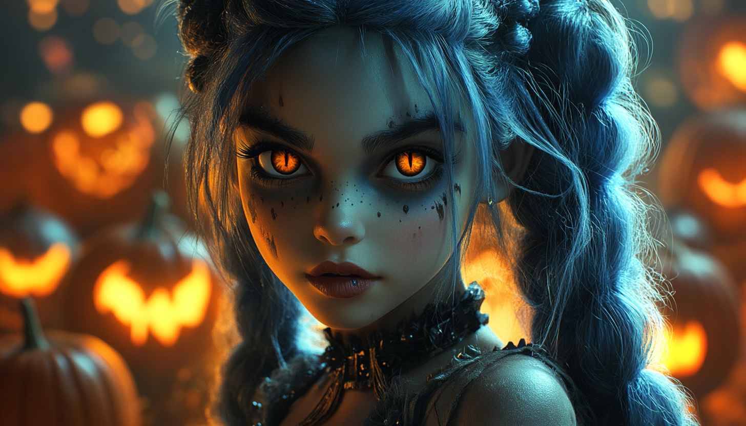 Halloween Girl Wallpaper: Spooky, Creepy, Eerie, Fantasy, Witch, Pumpkins