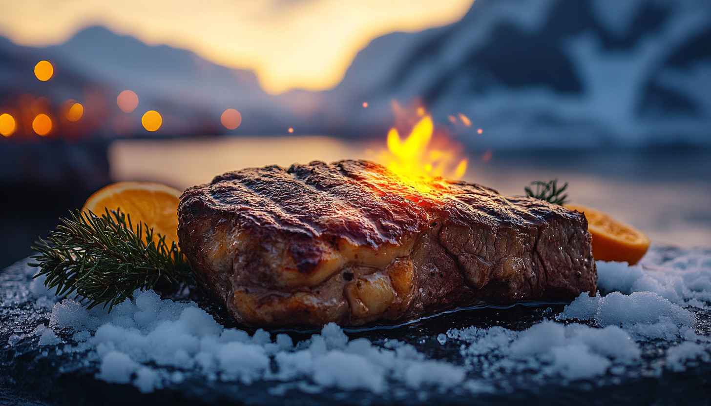 Steak Wallpaper: Grilled Meat, Fire, Snow, Food Feast HD