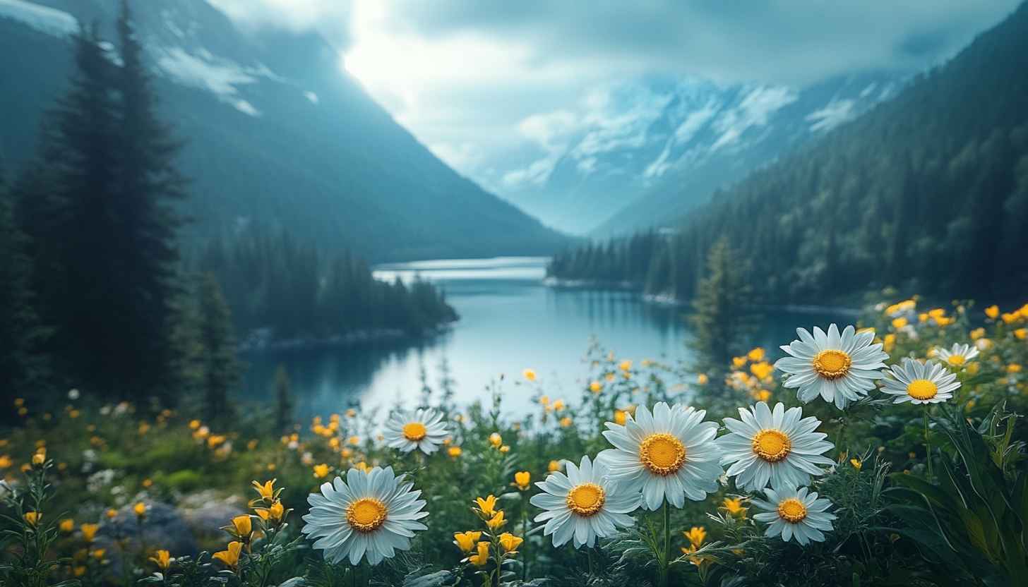 Daisy Flower Scenery 4K Wallpaper for Desktop and Mobile