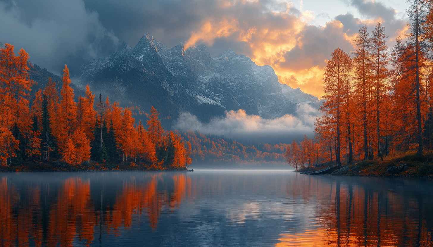 Autumn Lake Mountain View Wallpaper, Nature Landscape 4K Wallpaper
